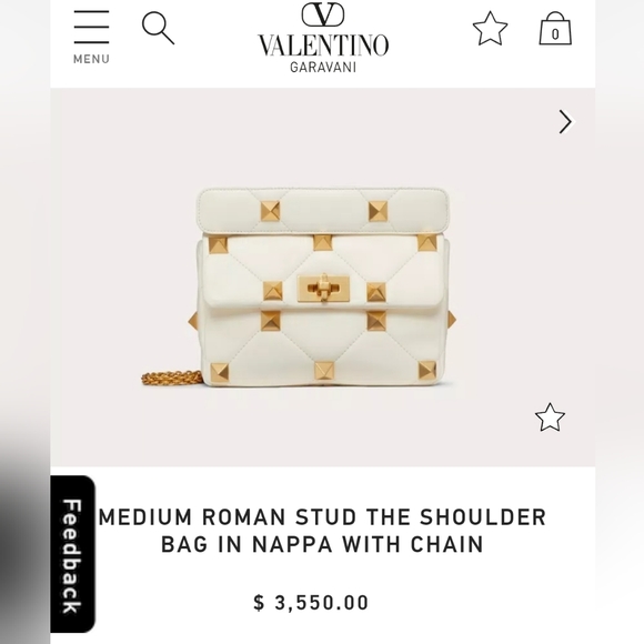 BNWT VALENTINO GARAVANI MEDIUM ROMAN STUD THE SHOULDER BAG IN NAPPA WITH CHAIN - Picture 6 of 7